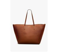 Large Dukes Place Open Top Saddle Leather Tote Bag - Tan Leather / One Size