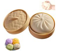Large Dumpling Squishy Toy with Steamer Box - Jumbo Soft Slow-Rising Stress Relief Ball for Adults, Extra Large Squeeze Sensory Fidget for Anxiety, Relaxation & Desk Décor(White)