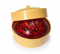 Large Dumpling Squishy Toy with Steamer Box, Red Glitter TPR Squeeze Viral Mystery Dumpling Bao Bun Fidget Toy, Soft Dough Squishy Toys for Kids, Adults, Novelty Birthday Gift, Collectible