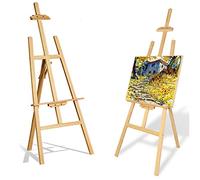 Large Easel 1.75m/69inch A-Frame Studio Easel Folding Wood Display Easel Artist Easels Adjustable Durable Easels Art Stand for Painting and Sketching, Artists Painting Easel