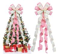 Large Easter Bow for Wreath Decorations Pink Easter Bunny Ears Tree Topper Bows Cute Rabbit Ear Spiral Bowknot for Front Door (Pink, 33cm*133cm)