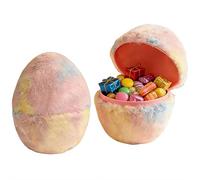 Large Easter Egg Decor, Plush Velvet & Plastic, 8.3 Inch Tall, Multicolor for Tabletop, Mantel, Shelf Display, Spring Home Decoration & Surprise Gift Box