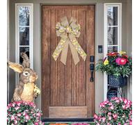 Large Easter Wreath Bows for Front Door Decorations, Easter Decorations Spring Easter Wreath Bows Bunnies Bows Easter Rabbits Pattern Ribbons Burlap Ornaments for Wrapped Garland Party Home Decor
