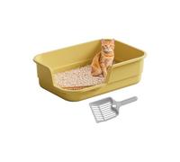 Large Easy Clean Litter Tray with Scoop | Semi-Enclosed Open Litter Tray - for Cleaning and Odour Control for Indoor Office Dorm Apartment Household Hotel Farm Living Room