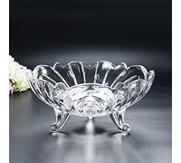 Large Eco Friendly Glass Crystal Fruit Bowl 24Cm Clear Decorative Tray for Home & Office Multipurpose Centerpiece Elegant T