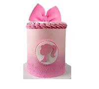 Large Edible Sugar Fondant 3D Bbie Doll Bow 5.5" and Princess Figure Plaque Set, Pink; Girls, Ladies Graduation, Bridal, Baby Shower, Birthday Cake Topper/Decoration