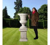 Large Edwardian Design Vase On Giant Square Plinth