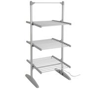 Gr8 Home? 3-Tier Heated Clothes Airer With Towel Rail, Foldable Design, Silver