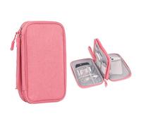Large Electronics Accessories Bag Travel Electronic Accessories Organizer Double-Layer Digital Accessories Storage Bag All-in-One Carry Travel Bag for Cable Cord Portable Charger Phone Earphone,Pink
