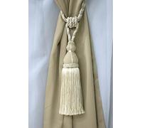Large Elegant Curtain & Drapery Tassel Tieback, Tassel Length 12" (30.5cm), 30" Spread (76cm) (Style# TBH15) White Sands Multicolor #4001 (White Ivory, Cream Ivory, Light Beige) Sold Individually