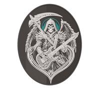 Large Embroidered Patches, Skull Native Headdress, Biker Grim Reaper Guitar, Iron Cross Wings, Back Patch Set (Ellipse)