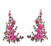 Large Embroidered Peony Flowers Lace Patch Applique, Three-Dimensional Garment Fabric, DIY Accessories, Sew on, 1 Set per Lot Iron On Patches(Rose red 1pair)