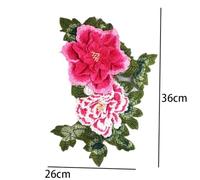 Large Embroidered Sew Patches,3D Peony Flowers Gown Appliques,Embroidered Flower Patch Appliques for DIY Clothing(Rose)
