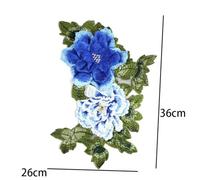 Large Embroidered Sew Patches,3D Peony Flowers Gown Appliques,Embroidered Flower Patch Appliques for DIY Clothing(Blue)