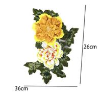 Large Embroidered Sew Patches,3D Peony Flowers Gown Appliques,Embroidered Flower Patch Appliques for DIY Clothing(Yellow)