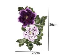 Large Embroidered Sew Patches,3D Peony Flowers Gown Appliques,Embroidered Flower Patch Appliques for DIY Clothing(Purple)