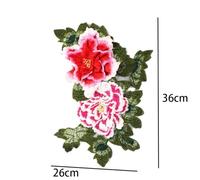 Large Embroidered Sew Patches,3D Peony Flowers Gown Appliques,Embroidered Flower Patch Appliques for DIY Clothing(Pink)