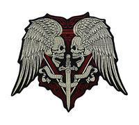 Large Embroidery Skull Wings Sword Patches Iron on Motorcycle Biker Badge Vest Jacket Back Applique 1piece