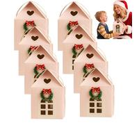 Large Enchanted Christmas House Gift Boxes,2025 New 3D Pop up Christmas House Gift Boxes with Handle, Paper Treat Storger for Holiday Party Favors, Cookie Candy Packaging, Home Presents (pink 8pcs)