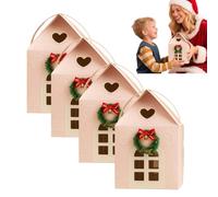 Large Enchanted Christmas House Gift Boxes,2025 New 3D Pop up Christmas House Gift Boxes with Handle, Paper Treat Storger for Holiday Party Favors, Cookie Candy Packaging, Home Presents (pink 4pcs)