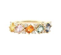 Large Engagement Ring, Promise Ring to Self with Colored Gemstones 18K Yellow Gold Size H 1/2