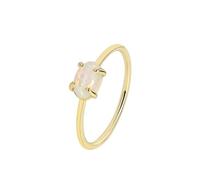 Large Engagement Ring, Simple Gold Rings Simple Dainty with Colorful Oval Shape Opal 14K Yellow Gold Size O 1/2