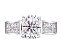 Large Engagement Ring, Vintage Engagement Ring Set 4ct Oval Moissanite 18.1K White Gold Size I 1/2