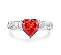 Large Engagement Ring, Western Ring 3ct Heart Lab Created Ruby with Moissanite 14K White Gold Size J 1/2