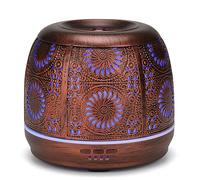 Large Essential Oil Aromatherapy Diffuser for Home Bedroom Metal Hollow Decorative Room Ultrasonic Air Scent Mist Aroma Diffuser 500ML Defusers -Red Copper