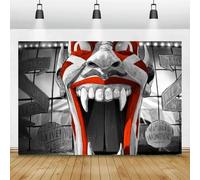 Large Evil Clown Sign Background Banner Backdrop Scene Setters for Horror Circus Carnival Theme Halloween Party Wall Decorations 300x200cm