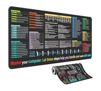 Large Excel Shortcut Desk Pad - 31.5"x11.8" Non-Slip Mousepad with Keyboard Shortcuts & Formulas for Excel/Word/PowerPoint, Office Cheat Sheet Mat for PC & Mac (Gaming & Work) (Black-1pcs)