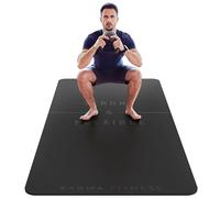Large Exercise Mat - Extra Wide & Extra Thick Yoga Mat (183cm x 80cm x 10mm), TPE Fitness Mat with Free Carry Straps, Perfect for HiiT Home Workouts & Pilates - 'STRONG & FLEXIBLE' (Black)