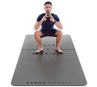 Large Exercise Mat - Extra Wide & Extra Thick Yoga Mat (183cm x 80cm x 10mm), TPE Fitness Mat with Free Carry Straps, Perfect for HiiT Home Workouts & Pilates - 'STRONG & FLEXIBLE' (Dark Grey)