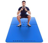 Large Exercise Mat - Extra Wide & Extra Thick Yoga Mat (183cm x 80cm x 10mm), TPE Fitness Mat with Free Carry Straps, Perfect for HiiT Home Workouts & Pilates - 'STRONG & FLEXIBLE' (Blue)