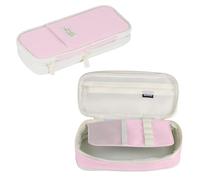 Large Expandable Pencil Pen Case with Compartments, Aesthetic School Supplies Organizer for Girls Boys, Wear-Resistant Oxford Fabric, Unisex Stationery Pouch for College Office Travel (Pink)
