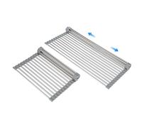 Large Expandable Roll Up Dish Drying Rack, Heat-Resistant Dish Drainer for Stainless Steel Sinks, Over The Sink Non-Slip Silicone Rollable Dish Drainer Roll Rack 18 tube