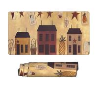 Large Extended Gaming Mouse Pad 75 X 40 Cm Non-Slip Rubber Base, Fun Fall Country Barn Print Desk Mat for Keyboard & Mouse, Office/Gaming Computer Accessories
