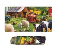 Large Extended Gaming Mouse Pad 75 X 40 Cm Non-Slip Rubber Base, Fun Farm Animals Print Desk Mat for Keyboard & Mouse, Office/Gaming Computer Accessories