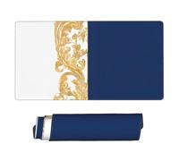 Large Extended Gaming Mouse Pad 75 X 40 Cm Non-Slip Rubber Base, Fun Gold Blue White Print Desk Mat for Keyboard & Mouse, Office/Gaming Computer Accessories