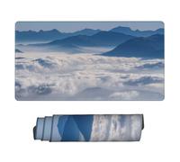 Large Extended Gaming Mouse Pad 75 X 40 Cm Non-Slip Rubber Base, Fun Landscape with Mountains and Clouds Print Desk Mat for Keyboard & Mouse, Office/Gaming Computer Accessories