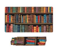 Large Extended Gaming Mouse Pad 75 X 40 Cm Non-Slip Rubber Base, Fun Library Bookshelf Print Desk Mat for Keyboard & Mouse, Office/Gaming Computer Accessories