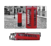 Large Extended Gaming Mouse Pad 75 X 40 Cm Non-Slip Rubber Base, Fun London Red Telephone Booth Print Desk Mat for Keyboard & Mouse, Office/Gaming Computer Accessories