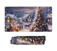 Large Extended Gaming Mouse Pad 75 X 40 Cm Non-Slip Rubber Base, Fun Merry Christmas-2 Print Desk Mat for Keyboard & Mouse, Office/Gaming Computer Accessories