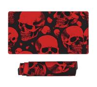 Large Extended Gaming Mouse Pad 75 X 40 Cm Non-Slip Rubber Base, Fun Red Skulls Print Desk Mat for Keyboard & Mouse, Office/Gaming Computer Accessories