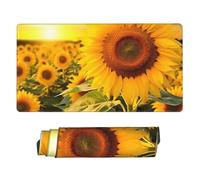 Large Extended Gaming Mouse Pad 75 X 40 Cm Non-Slip Rubber Base, Fun Sunflower Field Print Desk Mat for Keyboard & Mouse, Office/Gaming Computer Accessories