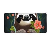 Large Extended Mouse Pad with Stitched Edges Comfortable Non-Slip Mouse Mat Cute Sloth Gaming Mousepad Washable Laptop Keyboard Mat Desk Pad for Gamer Office Home 35.5X 16in