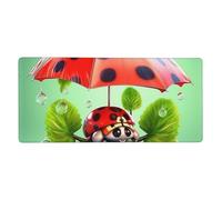 Large Extended Mouse Pad with Stitched Edges Comfortable Non-Slip Mouse Mat Funny Ladybug Holding Umbrellas Gaming Mousepad Washable Laptop Keyboard Mat Desk Pad for Gamer Office Home 35.5X 16in