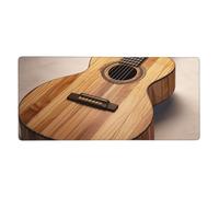 Large Extended Mouse Pad with Stitched Edges Comfortable Non-Slip Mouse Mat Guitar Wooden Gaming Mousepad Washable Laptop Keyboard Mat Desk Pad for Gamer Office Home 35.5X 16in