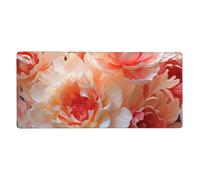 Large Extended Mouse Pad with Stitched Edges Comfortable Non-Slip Mouse Mat Peach Peony Gaming Mousepad Washable Laptop Keyboard Mat Desk Pad for Gamer Office Home 35.5X 16in