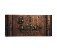 Large Extended Mouse Pad with Stitched Edges Comfortable Non-Slip Mouse Mat Rustic Stall Wooden Door Gaming Mousepad Washable Laptop Keyboard Mat Desk Pad for Gamer Office Home 35.5X 16in